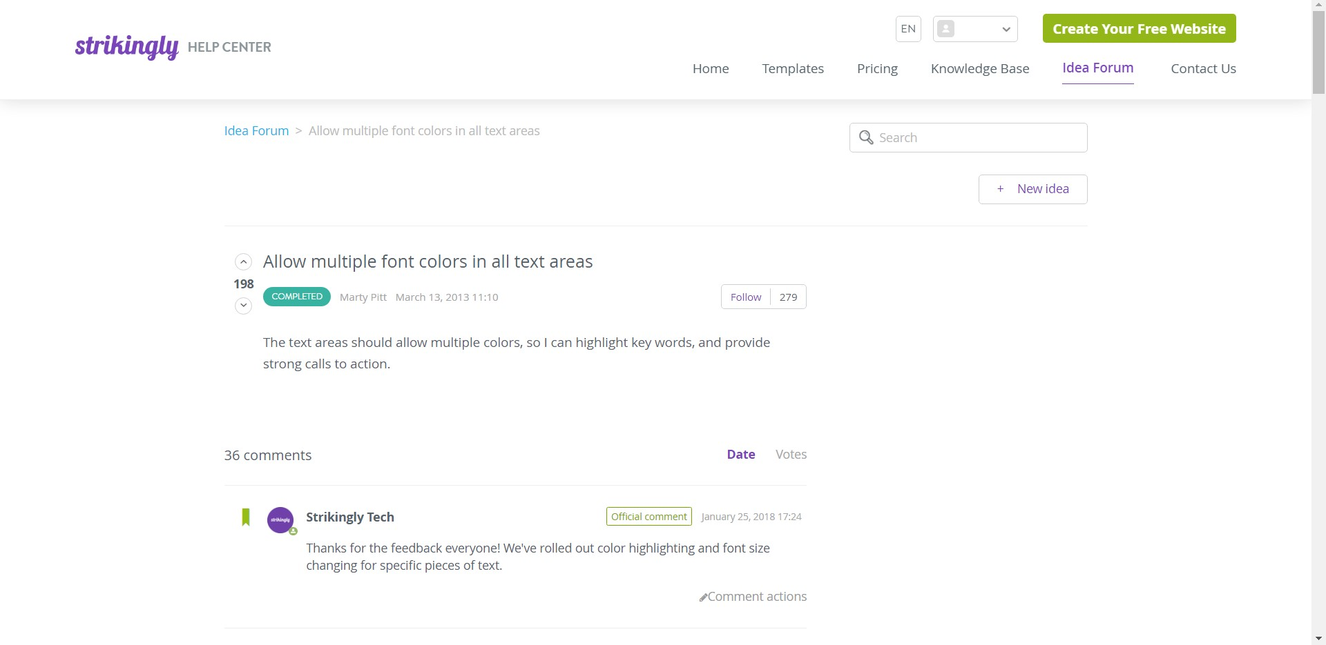 Strikingly Idea with Comment Strikingly Idea with Comment